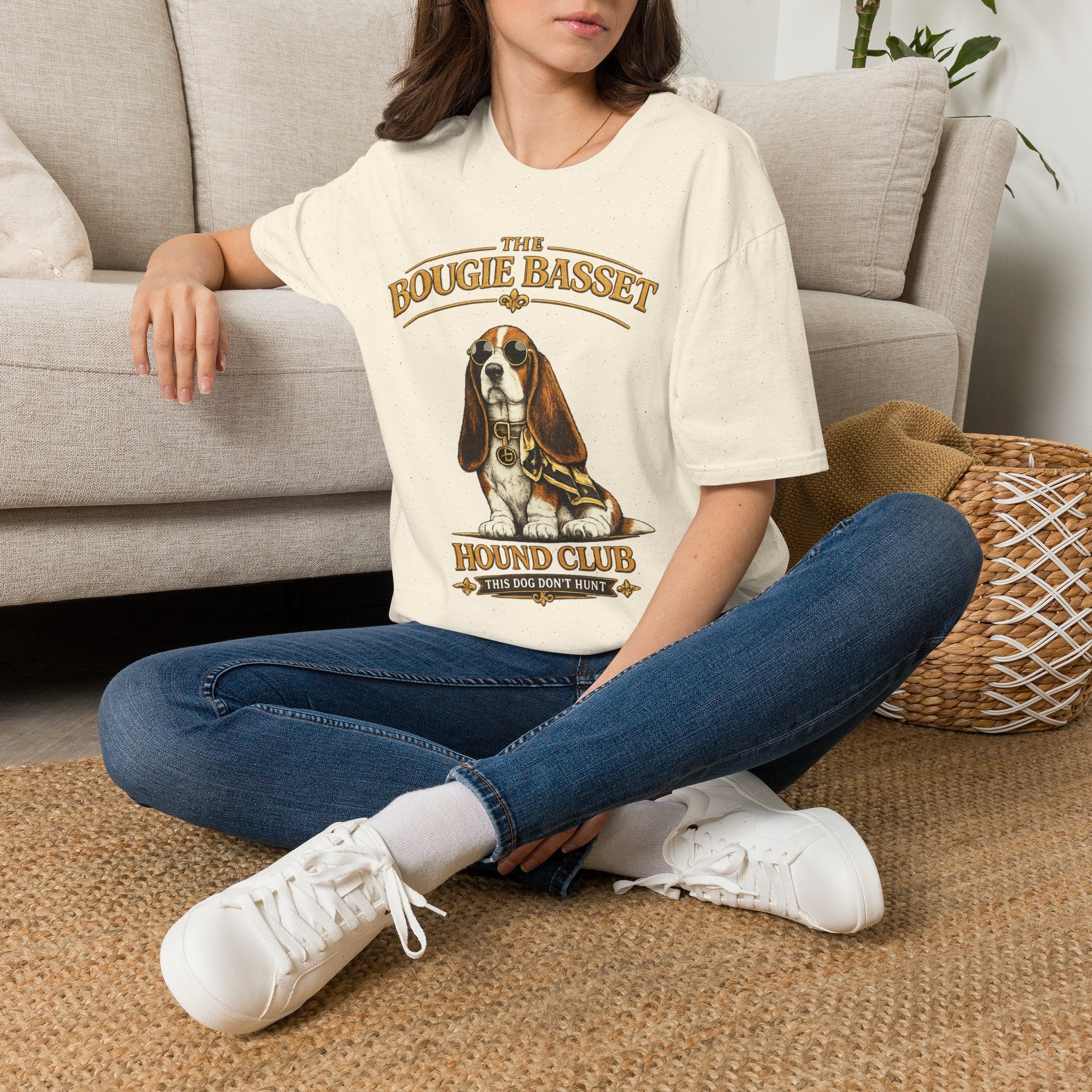 Basset Hound T-Shirt — "The Bougie Basset Hound Club" Graphic Tee