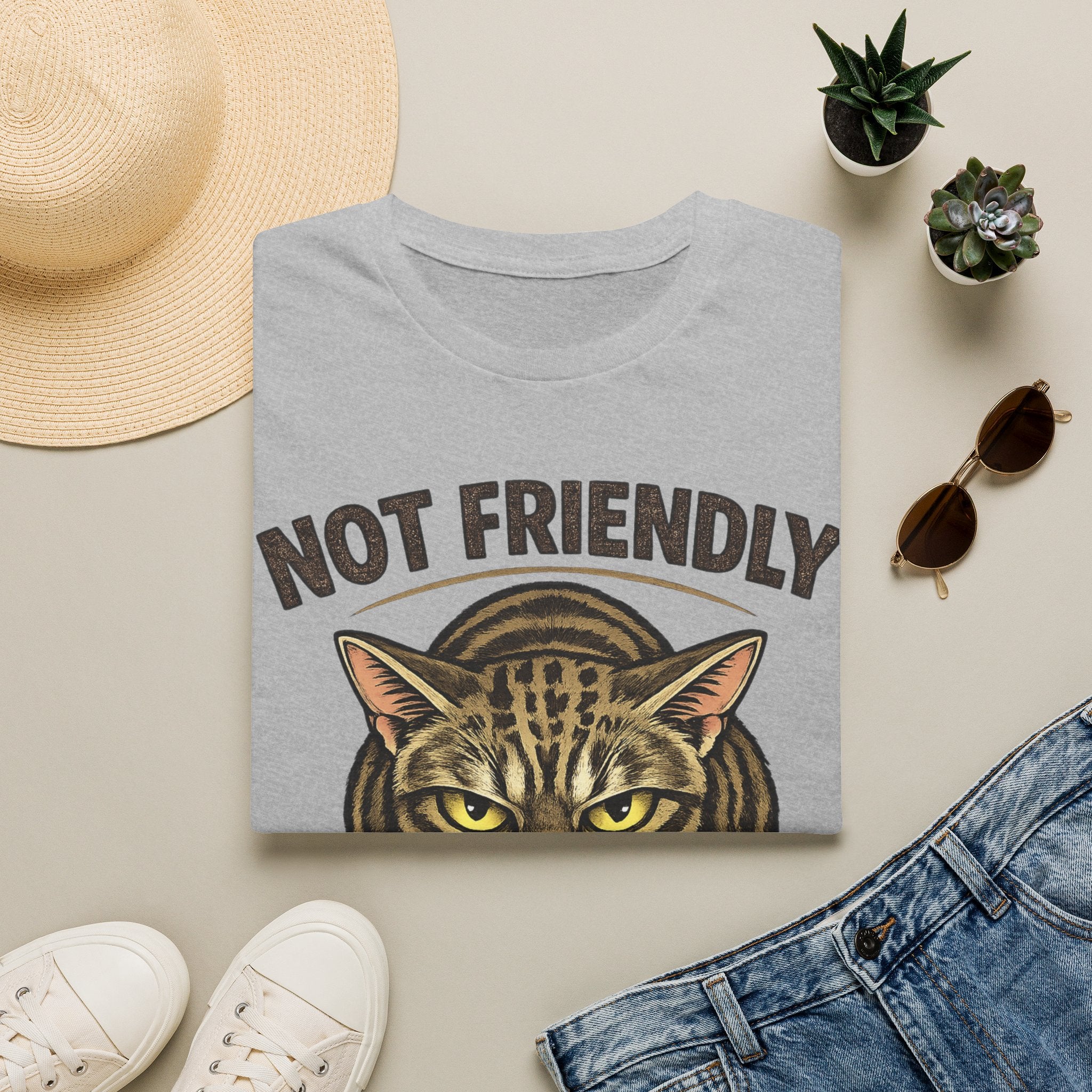 Not Friendly Cat T-Shirt — "Approach With Snacks" Vintage Grumpy Cat Tee