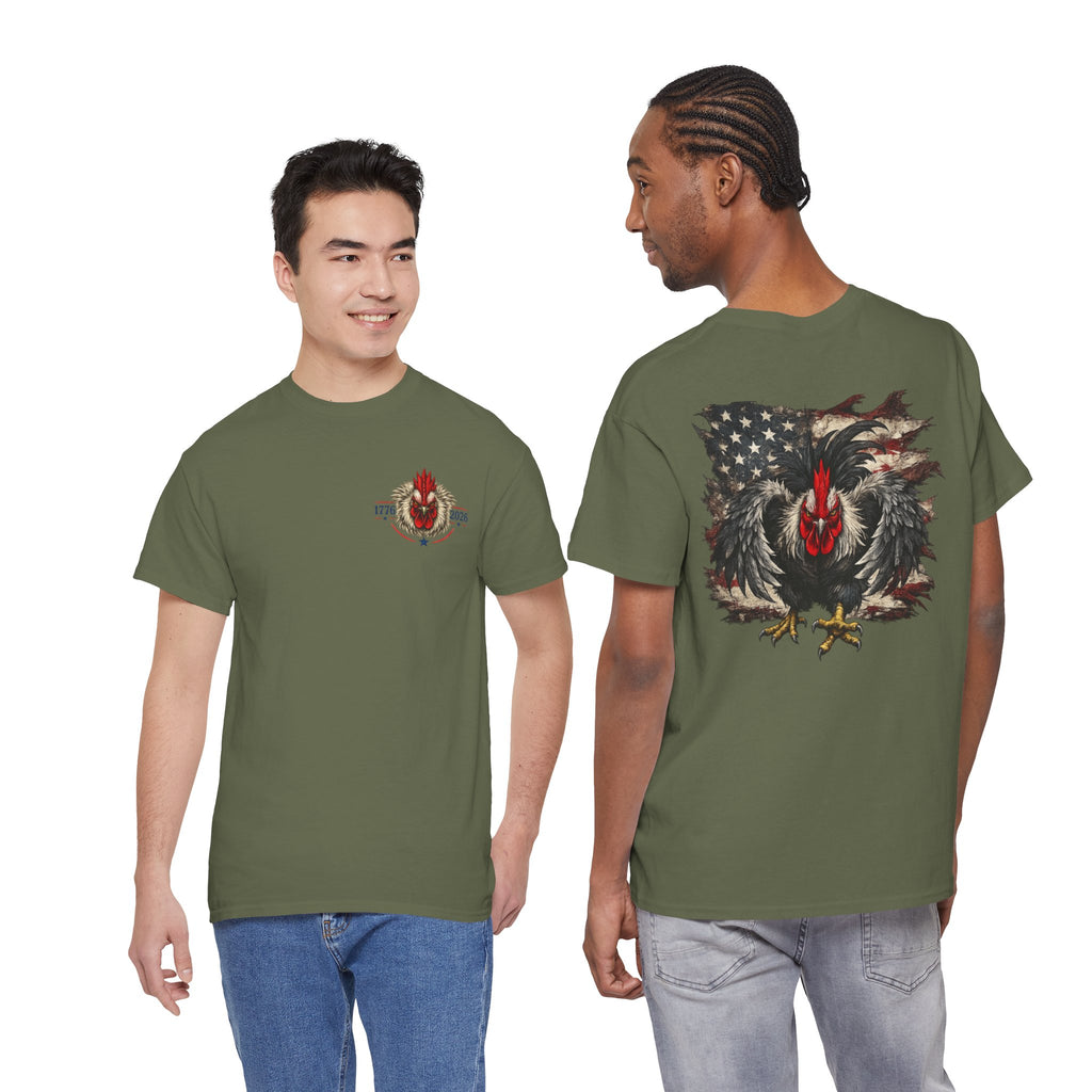 Patriotic Rooster Tee - American Flag Chicken Graphic T-Shirt
