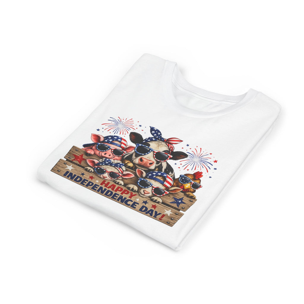 Youth Tee - Happy Independence Day Cow Patriotic Graphic
