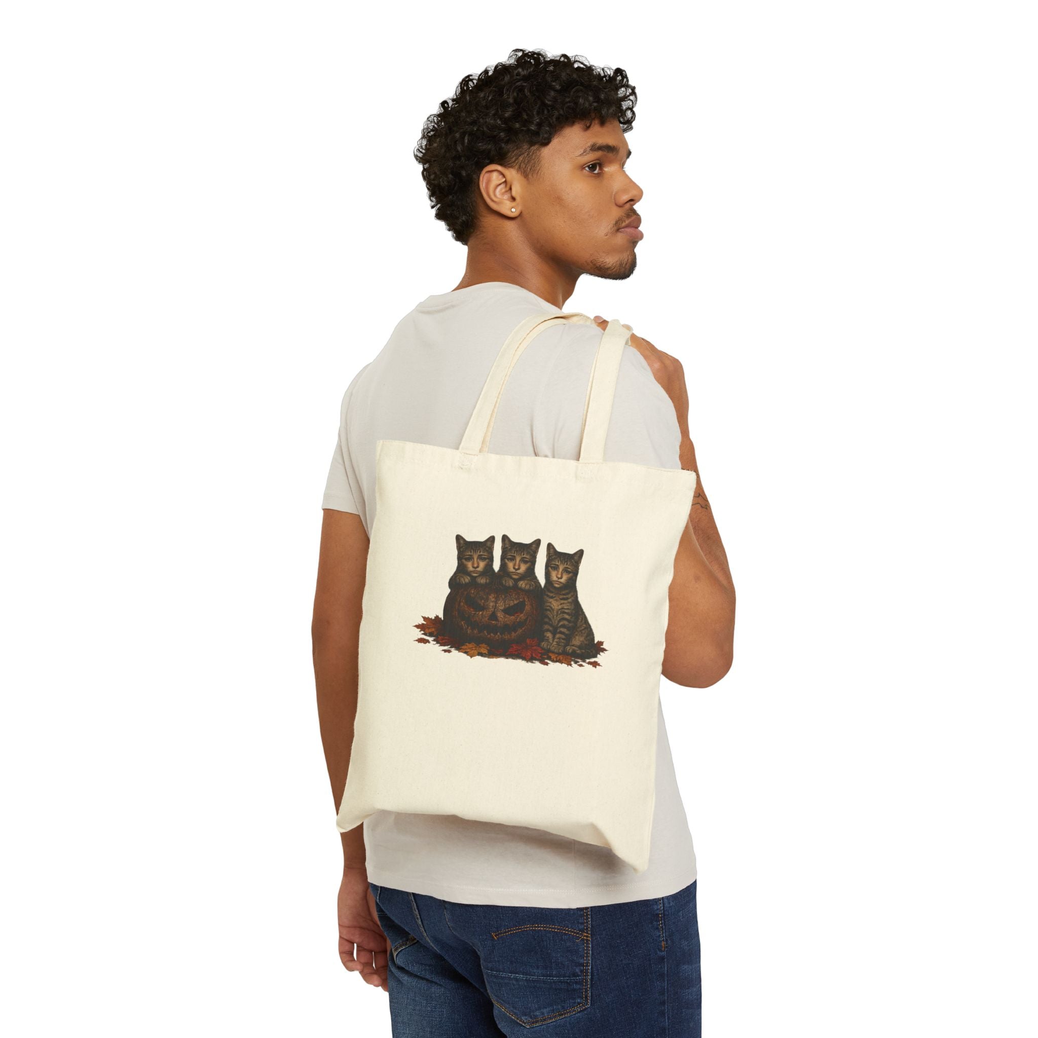 Autumn Trio Cats Cotton Tote Bag