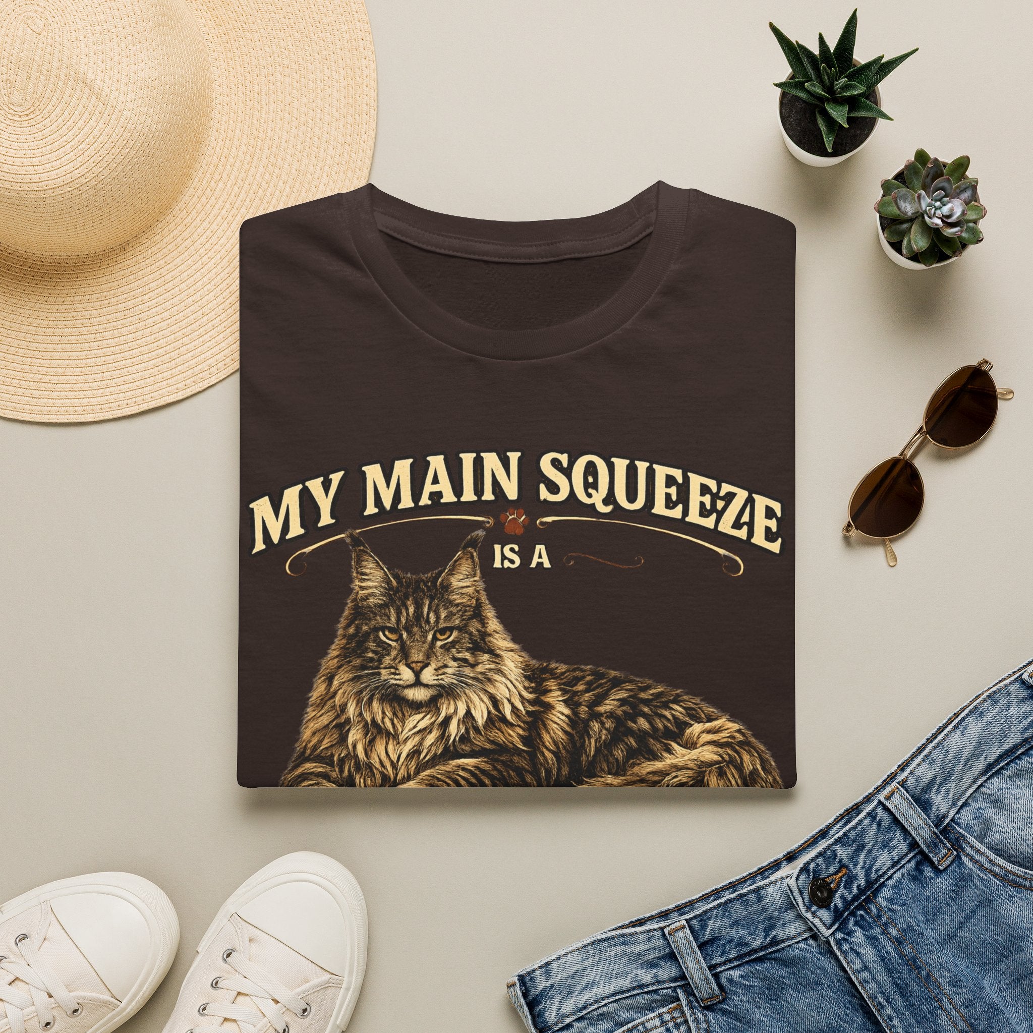 Maine Coon Cat T-Shirt — "My Main Squeeze" Graphic Tee