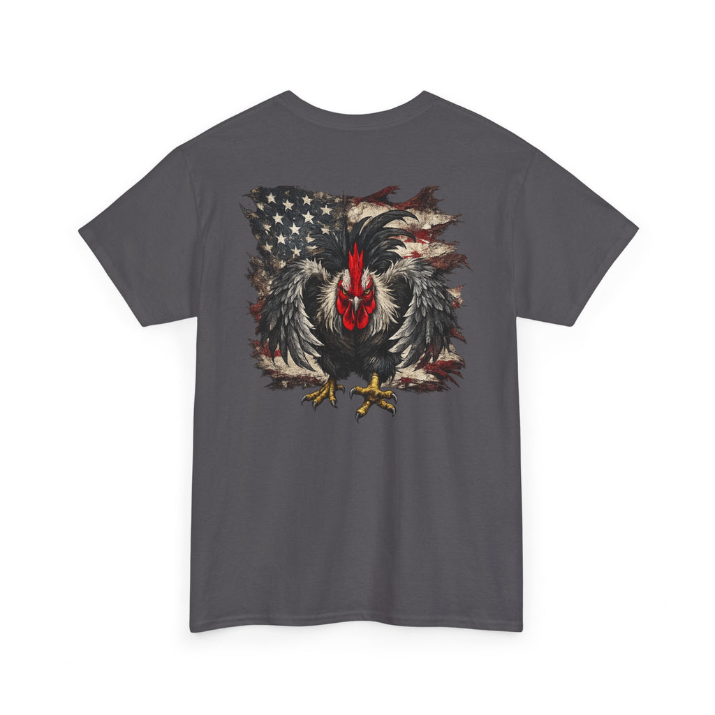 Patriotic Rooster Tee - American Flag Chicken Graphic T-Shirt