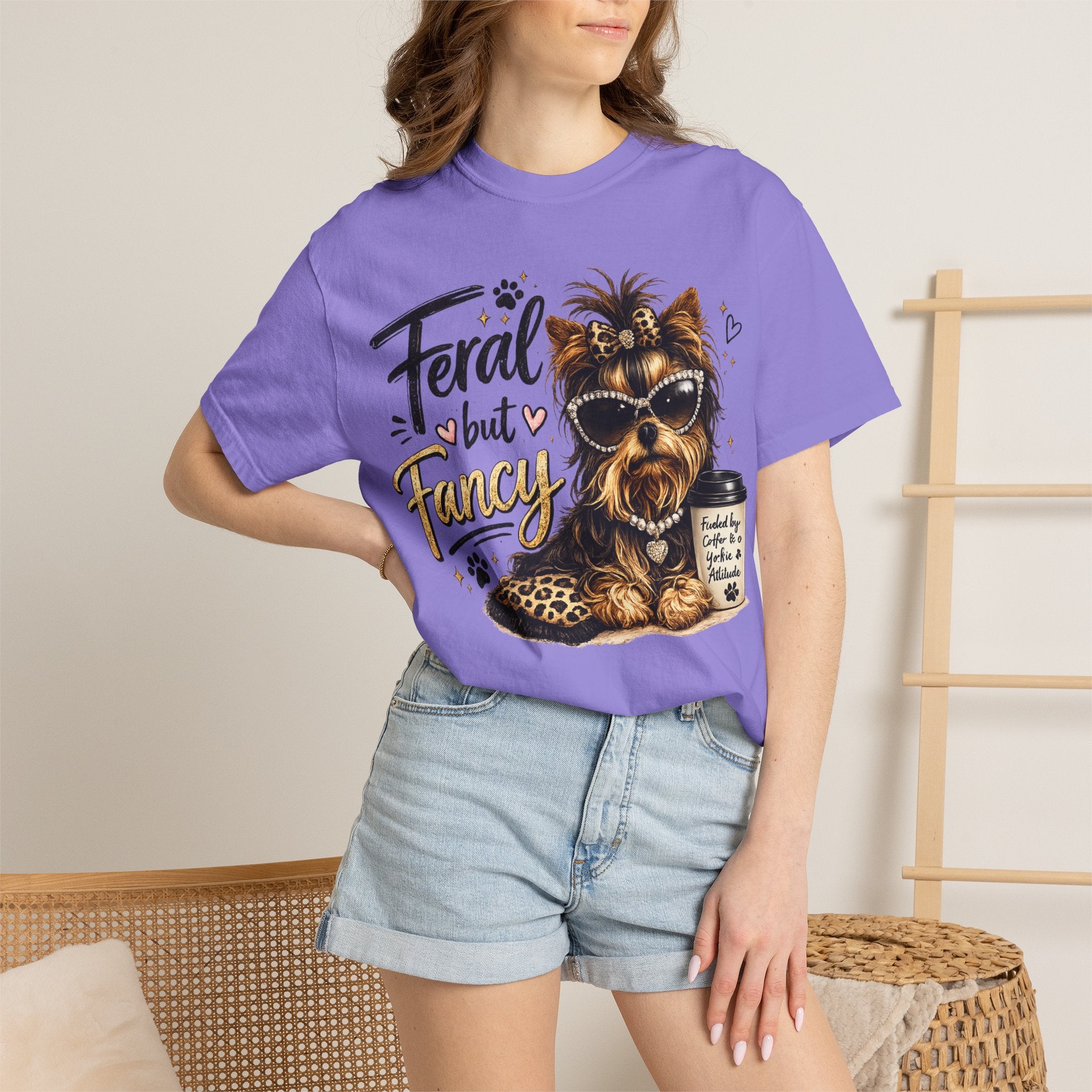 Feral but Fancy Yorkie T-Shirt – Cute Dog Graphic Tee for Pet Lovers