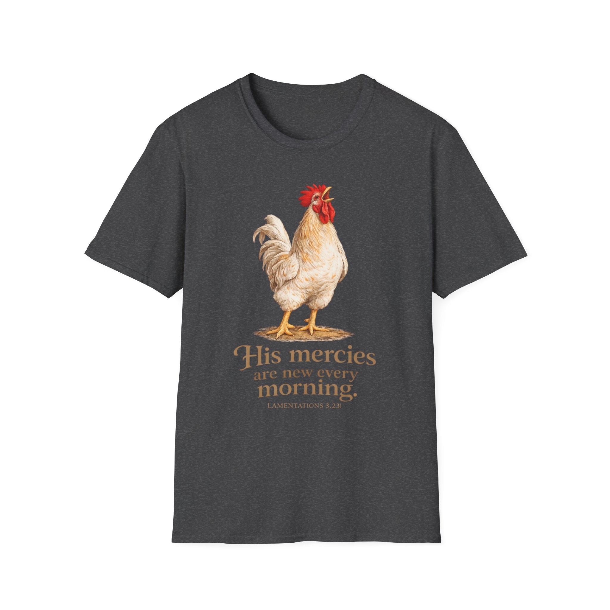 Rooster Morning Mercy T-Shirt – "His mercies are new every morning" Christian Tee