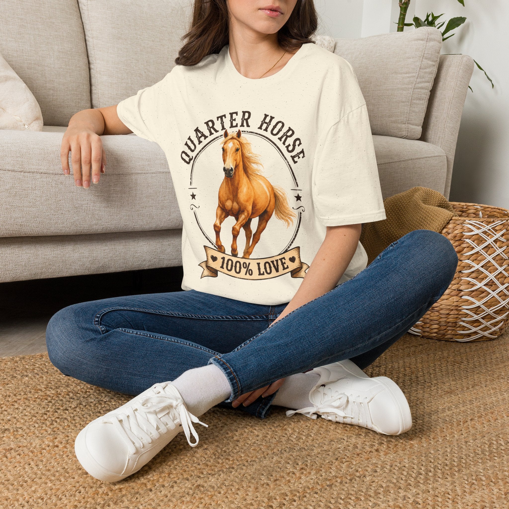 Quarter Horse T-Shirt — 'Quarter Horse 100% Love' Graphic Tee for Horse Lovers