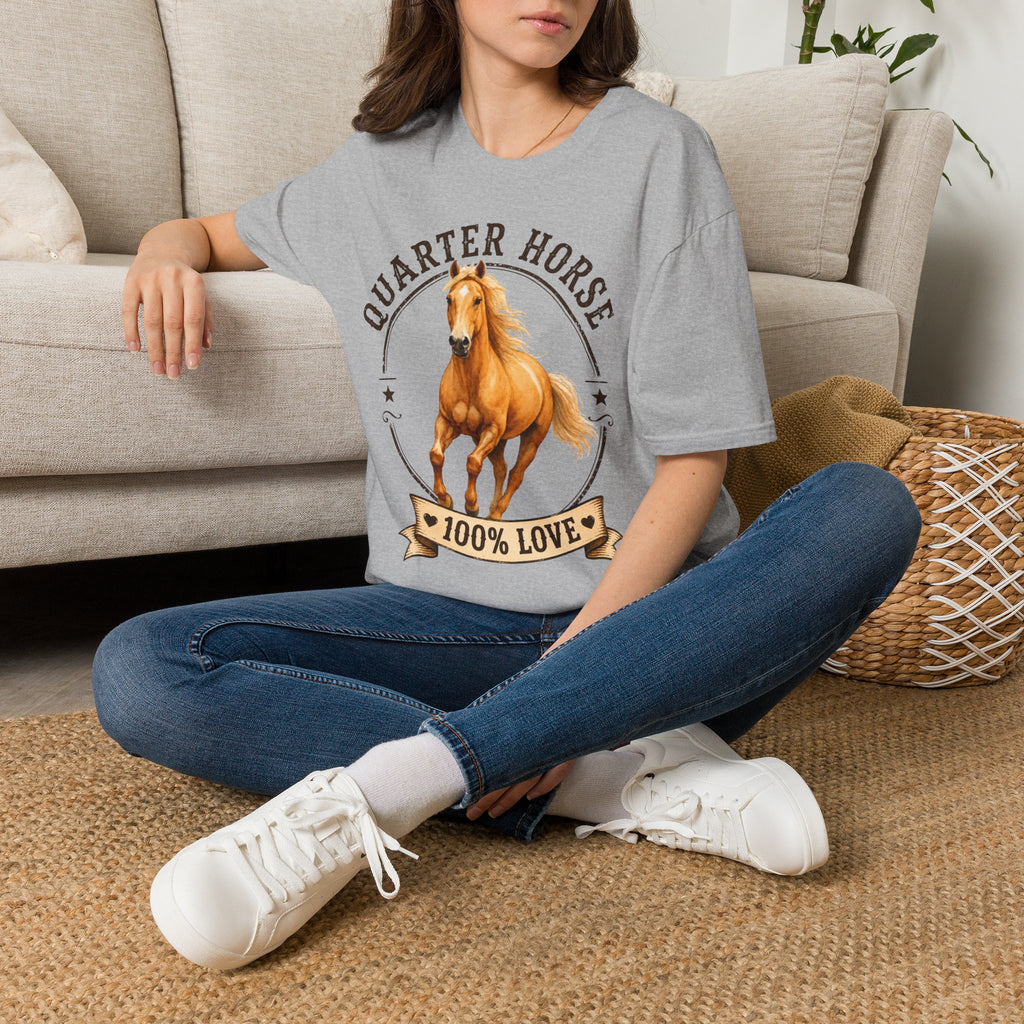Quarter Horse T-Shirt — 'Quarter Horse 100% Love' Graphic Tee for Horse Lovers