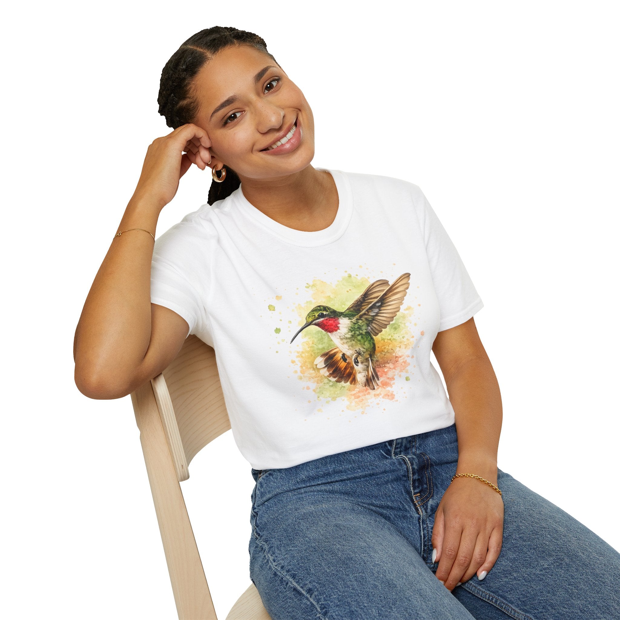 Hummingbird Watercolor T-Shirt — Artistic Bird Nature Tee
