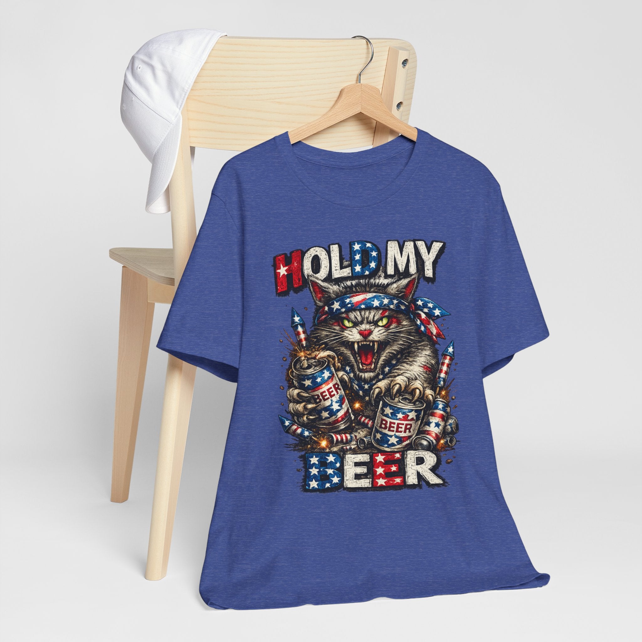 Hold My Beer Cat T-Shirt — Patriotic Funny Independence Day Tee