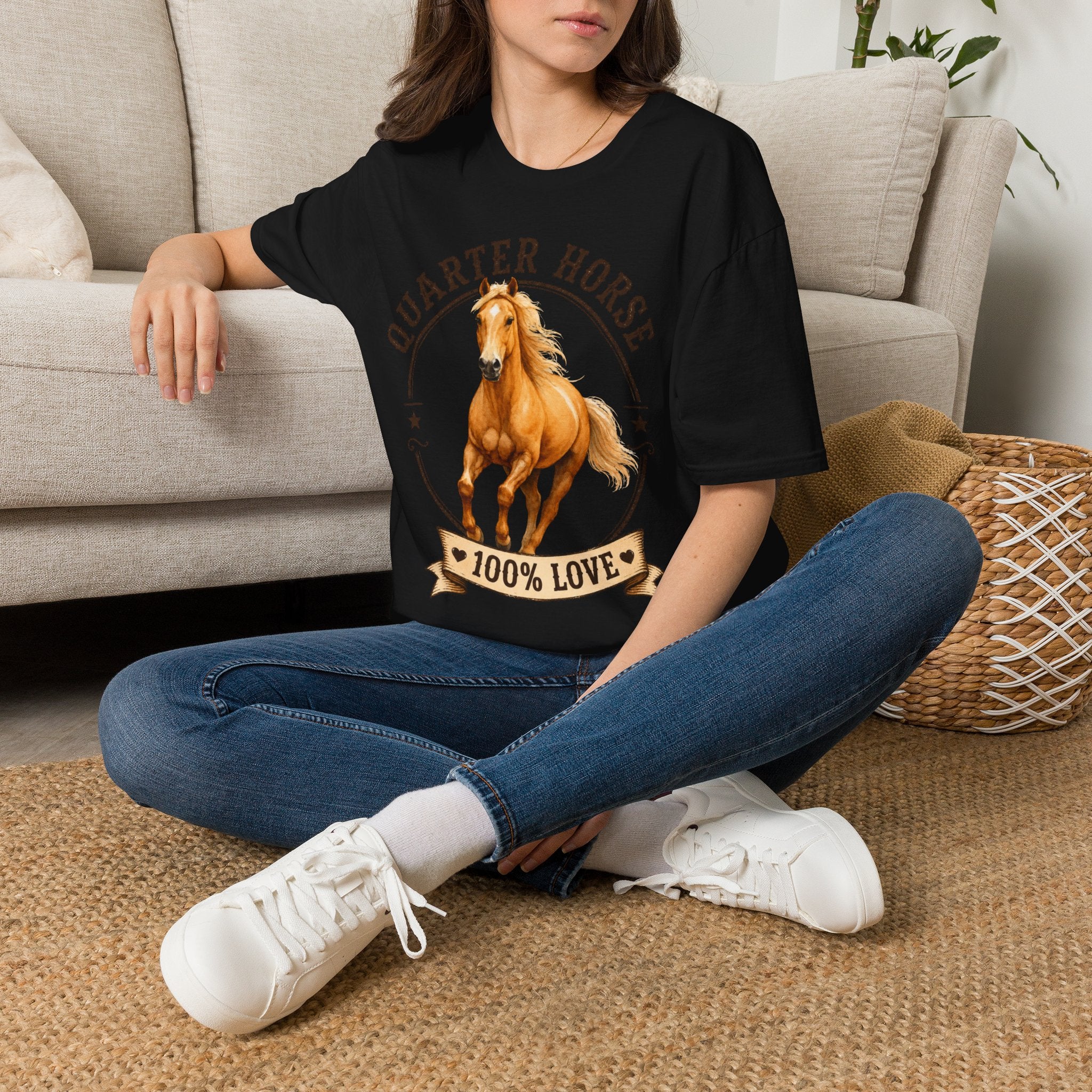 Quarter Horse T-Shirt — 'Quarter Horse 100% Love' Graphic Tee for Horse Lovers