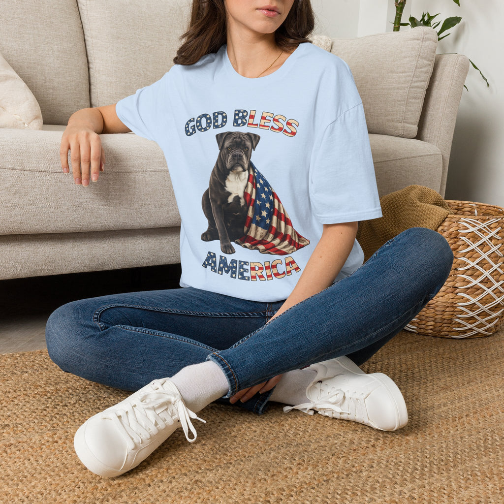 God Bless America Bulldog T-Shirt — Patriotic USA Flag Pup Tee