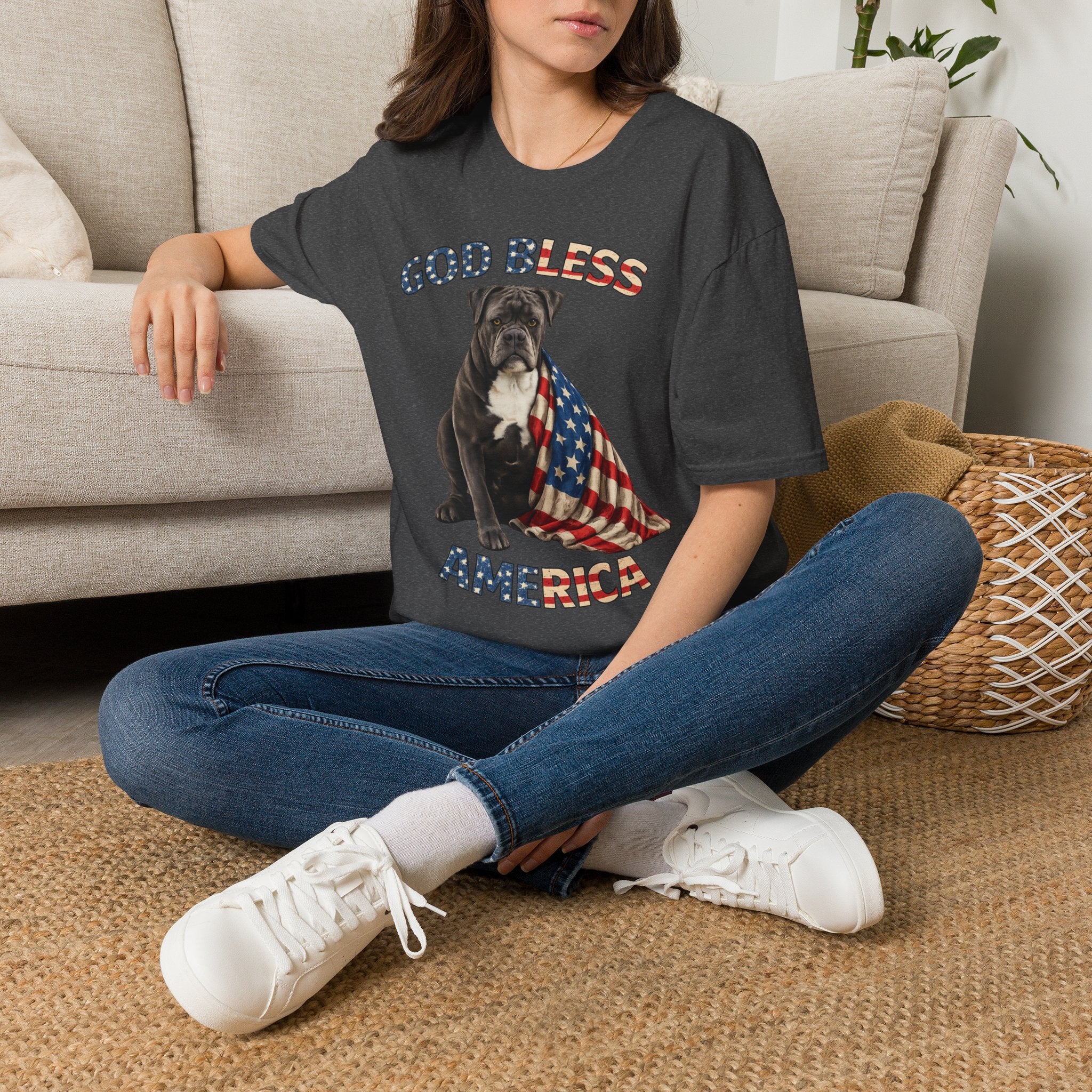 God Bless America Bulldog T-Shirt — Patriotic USA Flag Pup Tee