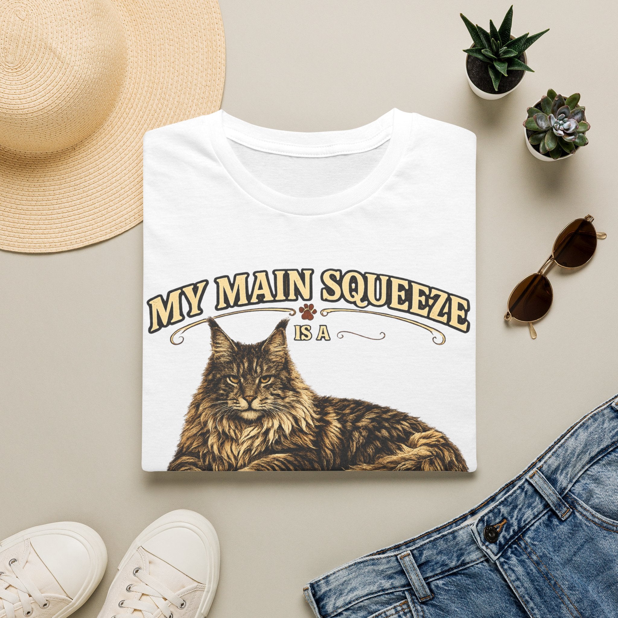 Maine Coon Cat T-Shirt — "My Main Squeeze" Graphic Tee