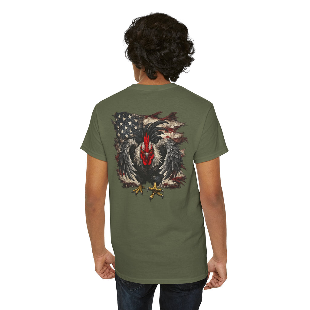 Patriotic Rooster Tee - American Flag Chicken Graphic T-Shirt